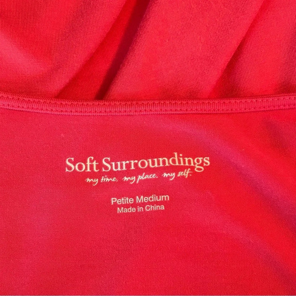 Soft Surroundings Timely Tunic Top Petite Med Pink Shark Bite Hem Short Sleeve - Picture 5 of 8